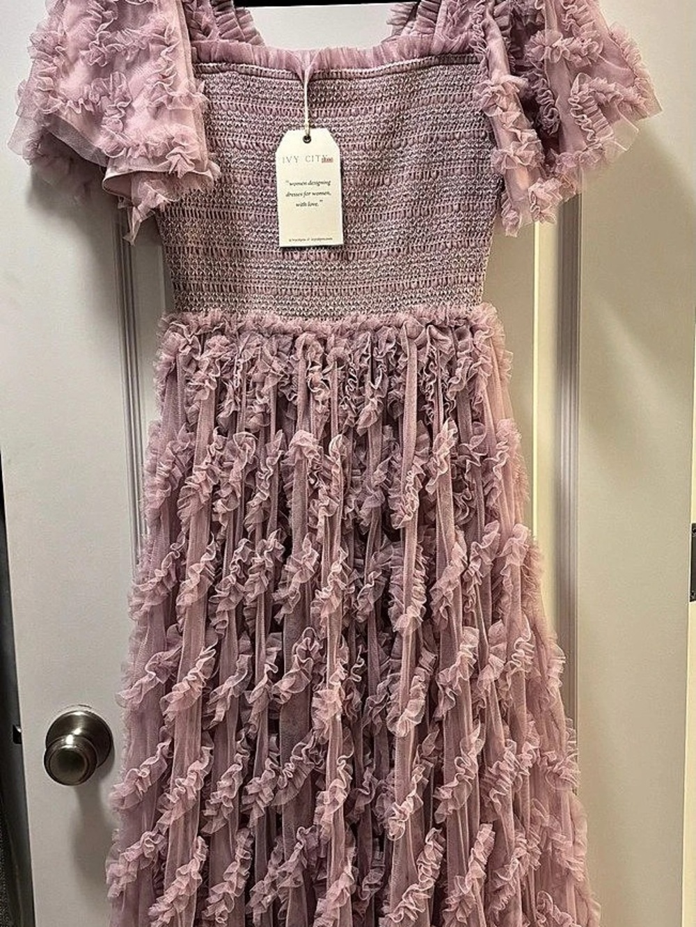Ivy City Co Whimsical Dress Pink Fringe Midi Dress NWT